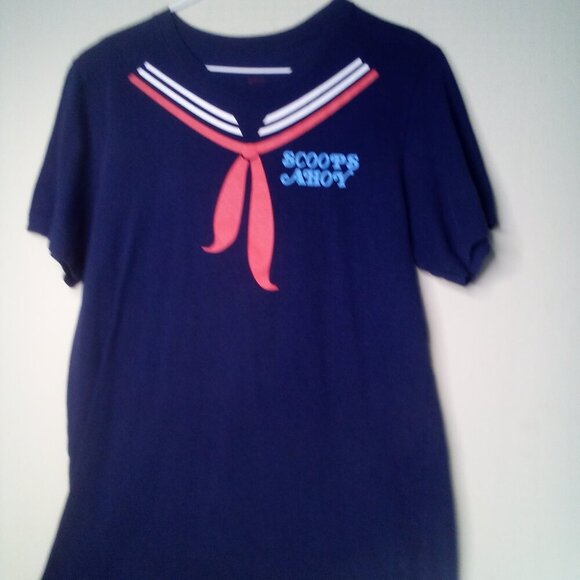 Netflix Stranger Things Shirt Women M Scoops Ahoy Short Sleeve Sailor Blue Red - Picture 3 of 14